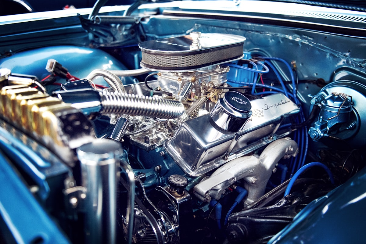 A built engine, the focus of the shop's work